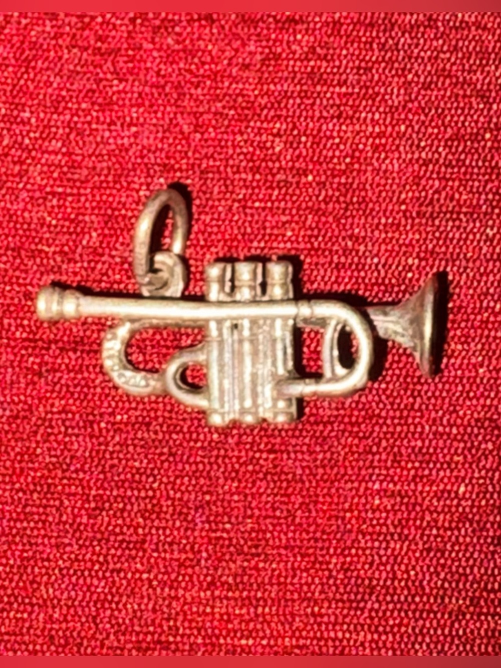 Vintage Sterling Silver Trumpet Charm 3D Musical Instrument Horn Pendant